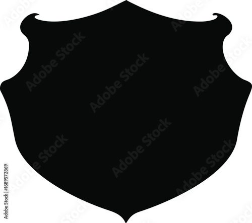 Classic black shield silhouette symbol isolated simple heraldic emblem shape design element silhouette