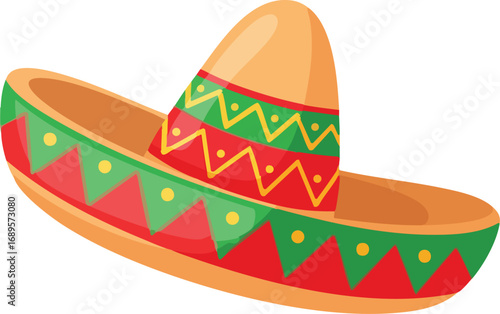 Mexican sombrero hat. Traditional sombreros with ethnic patterns, Mexico style masks cartoon vector illustration of Mexican fashion illustration