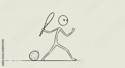 Furious Stick Figure Batter Unleashes a Powerful Swing in a Minimalist Sketch