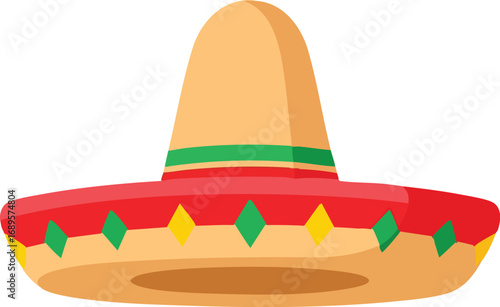Mexican sombrero hat. Traditional sombreros with ethnic patterns, Mexico style masks cartoon vector illustration of Mexican fashion illustration