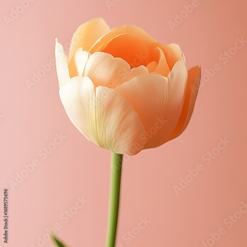Peach Tulip Flower Bloom Soft Pastel Pink Background