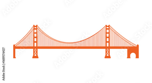 a vibrant orange bridge spanning across a clear white background