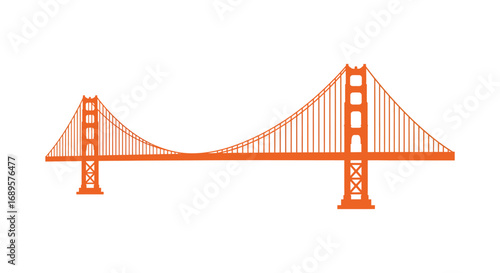 a vibrant orange bridge spanning across water