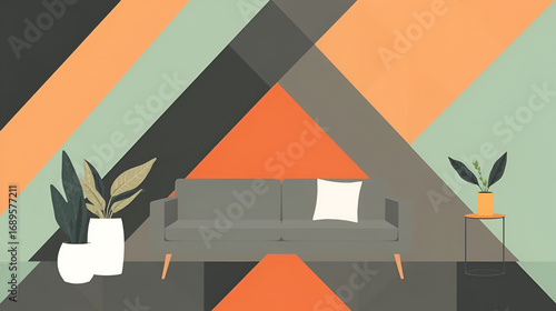 Elevate your space with modern geometrical graphics that add style and structure to your interior. from tiles to curtains, walls to carpets, and even shirts and flyleaf prints. Flameleaf. Illustration