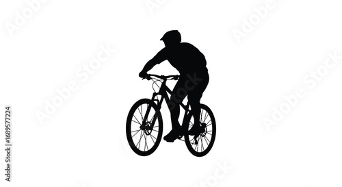 Wallpaper Mural a cyclist riding bicycle silhouette against white background Torontodigital.ca