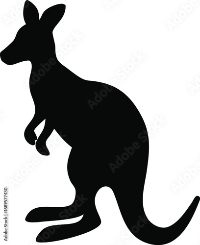 Silhouette of a majestic kangaroo in profile ready to hop australian wildlife icon silhouette