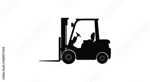 a black silhouette of an industrial forklift truck