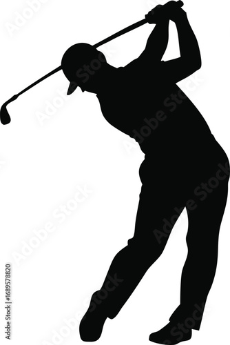 Dynamic silhouette of a golfer in full swing capturing athleticism and focus silhouette