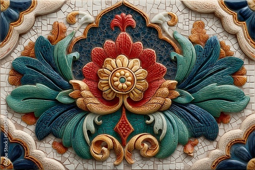 Wallpaper Mural Elegant ceramic tile with ornamental details high resolution picture Torontodigital.ca