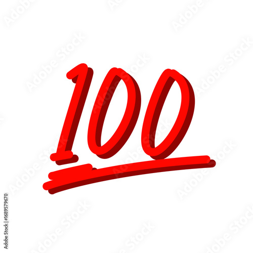 One hundred logo icon design, 100 points illustration, perfect exam score. Vector