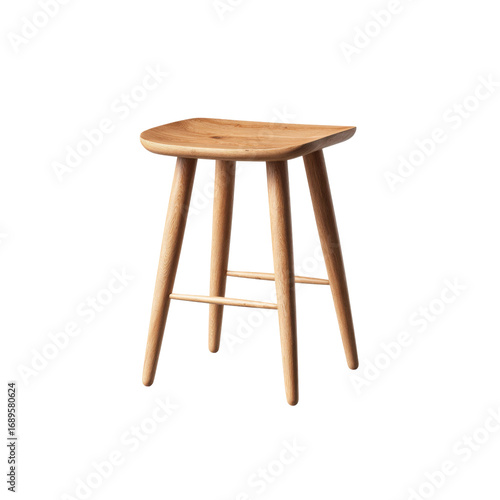 Modern Wooden Stool, Contemporary Scandinavian Design, Light Oak Finish