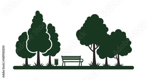 a serene park scene with trees grass and a bench