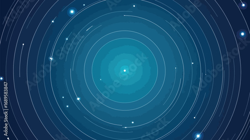 Abstract swirling light trails and stars create a futuristic cosmic vortex.