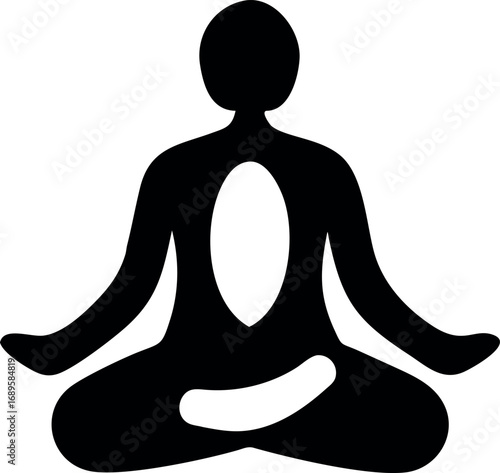 Meditation Symbol Silhouetted Figure in Lotus Pose, Embracing Inner Peace and Mindfulness