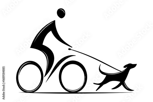 Cyclist with dog on leash illustration