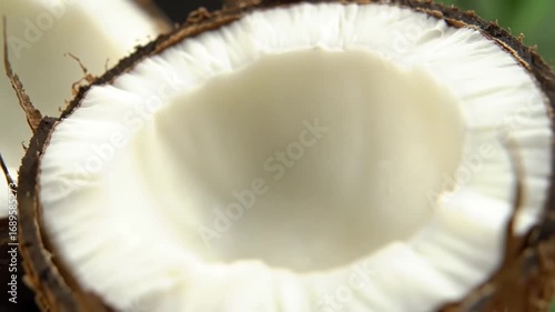 Close up coconut halves