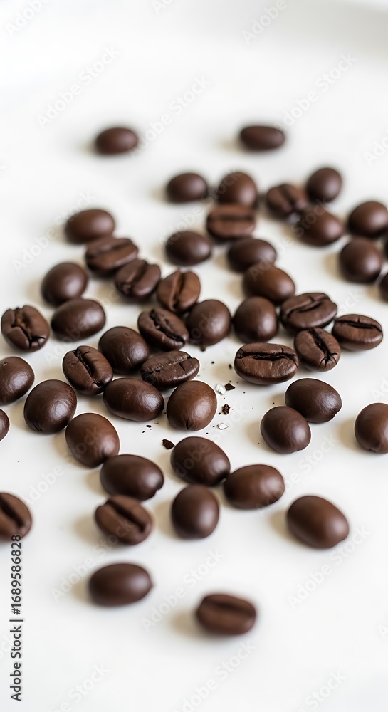 Obraz premium Roasted Coffee Beans on White Background.