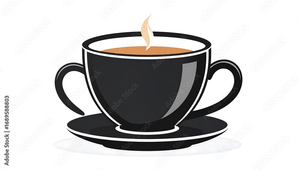 Obraz premium Stylized black coffee cup