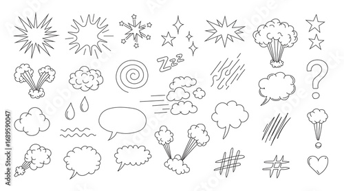 Wallpaper Mural Collection of hand-drawn comic book style speech bubbles, explosions, and abstract shapes Torontodigital.ca