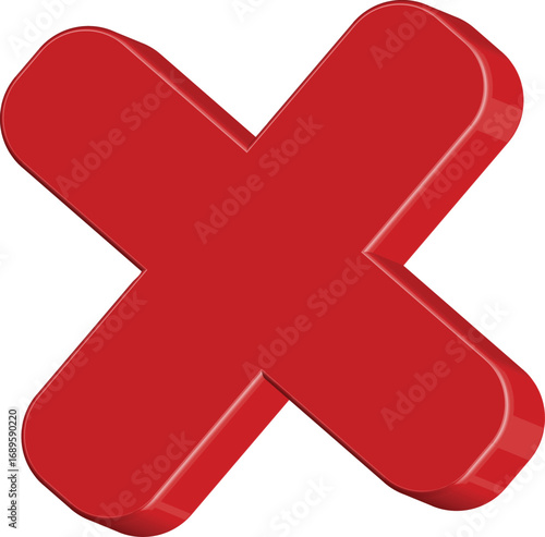 Bold red cross symbol on a clean white background, representing negation or error
