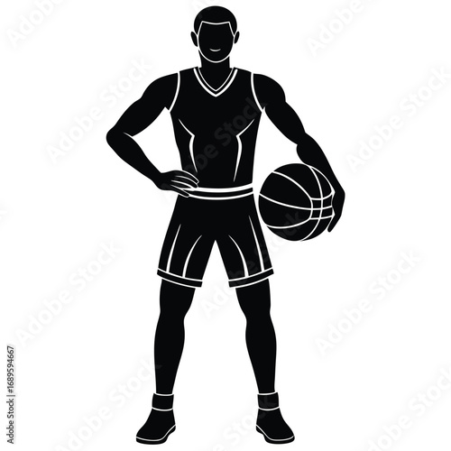 Basketball Player Standing Proud With Ball