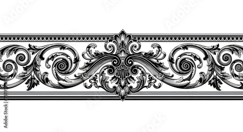 Elegant baroque border design with swirling acanthus leaves for classic invitation designs or vintage pattern elements