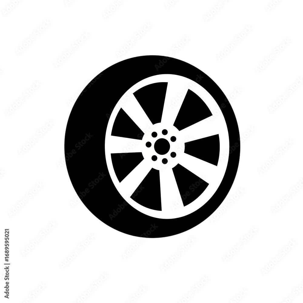 Fototapeta premium Vehicle Tire Or Wheel Vector isolated on white transparent background, Wheel Icon PNG