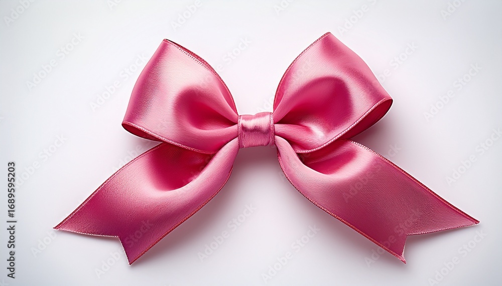 Fototapeta premium elegant pink bow ribbon on studio photography minimalist design isolated on white or white background