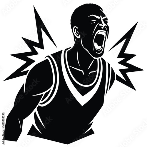 Basketball Player Shouting Energy Vector