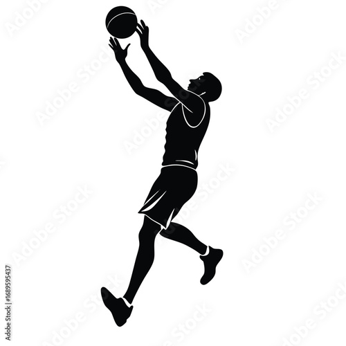 Basketball Player Hook Shot Illustration