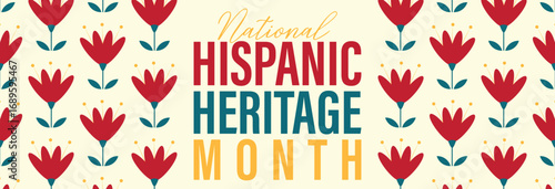 Hispanic heritage month. Vector web banner, poster, card for social media, networks. Greeting with national Hispanic heritage month text