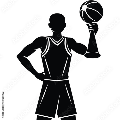 Basketball Player Holding Trophy Vector