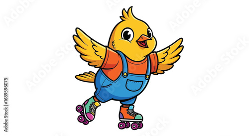 Cartoon Bird Roller Skating