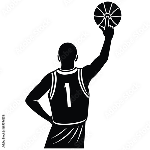 Basketball Player Pointing Finger Up Art