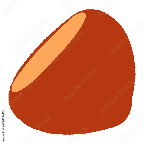 Chestnut fruit, nut, shelled, traditional Chuseok food, isolated on transparent. Hand drawn flat vector illustration. Korean Mid Autumn Festival design element, holiday clip art