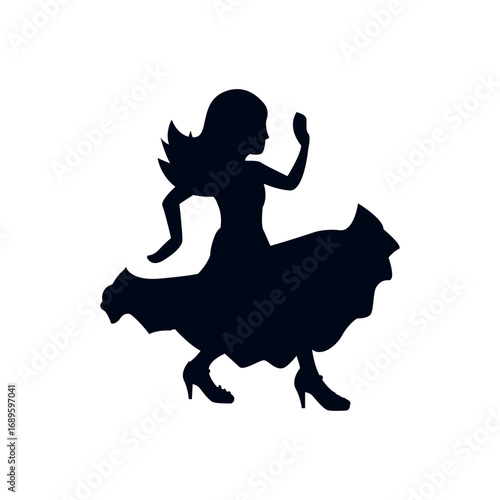 salsa flamenco woman dancing dancer red dress emoji symbol sign icon vector illustration isolated flat
