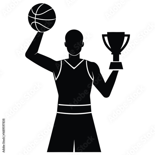 Basketball Player Holding MVP Award Vector