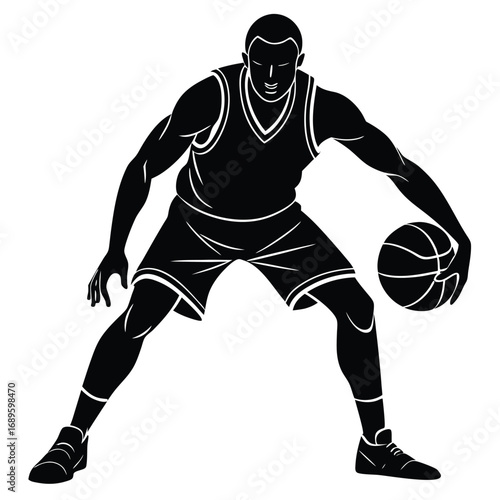 Basketball Player Guarding Opponent Stance