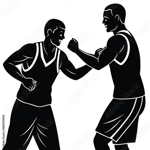 Basketball Player Teammate Chest Bump Vector