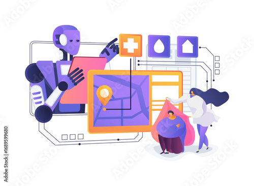 AI-Guided Resource Allocation Optimization abstract concept vector illustration.