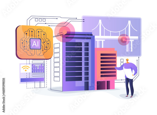 AI-Smart Infrastructure Resilience Analysis abstract concept vector illustration.