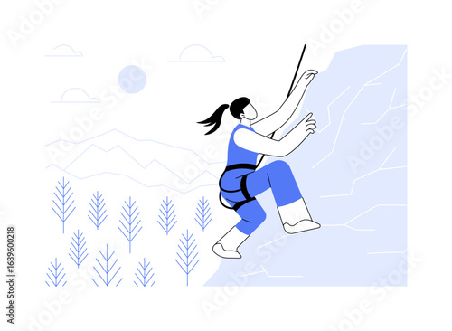Rock climbing isolated cartoon vector illustrations.