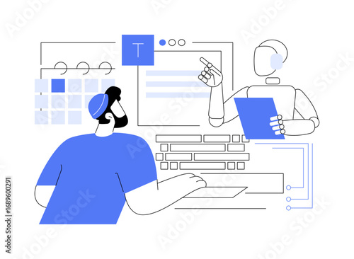 AI-Powered Post Scheduling and Analysis abstract concept vector illustration.
