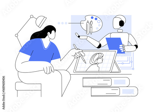 AI-Enhanced Creative Tools abstract concept vector illustration.