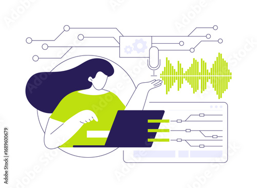 Computational linguist abstract concept vector illustration.