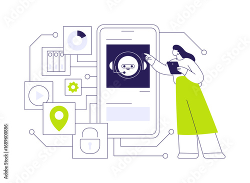 Intelligent bots abstract concept vector illustration.