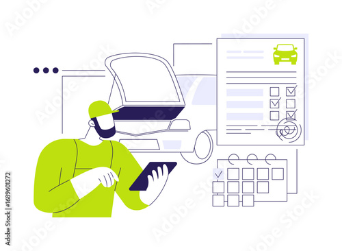 Annual vehicle inspection abstract concept vector illustration.