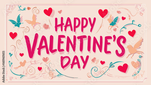 Cute Happy Valentine's day Special, Valentine day poster, cute cliparts, romantic cliparts , 