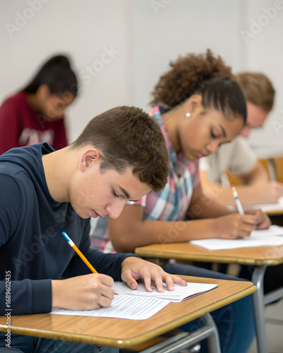  Focused Students Taking an Exam..
