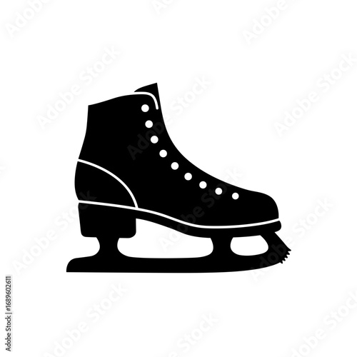 Ice skate silhouette in black with detailed design features  